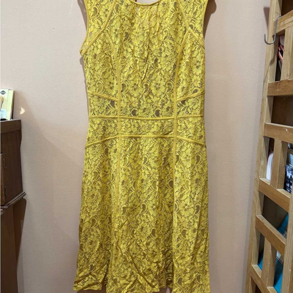 Lulus Lace Sleeveless Dress - marigold, size medium - Picture 3 of 5